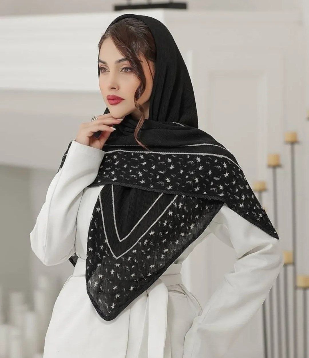 روسری نخ پیلیسه وارداتی   قواره  ۱۳۵